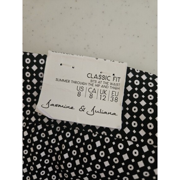 Jasmin & Juliana Black and White Geometric Print Stretch Pull On Pants 8 NWT - Picture 6 of 6